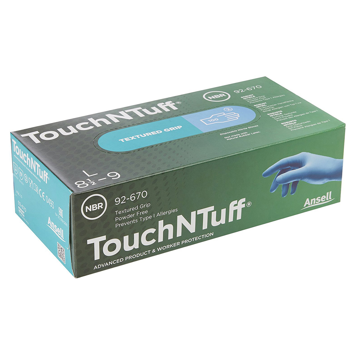 Ansell TouchNTuff® 92-670 Nitril Eldiven Small 100 Adet/Kutu